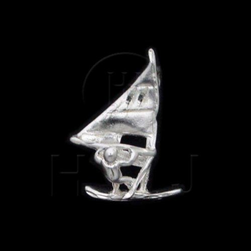 Silver Diamond Cut Sports Charm Windsurfer (JB541)