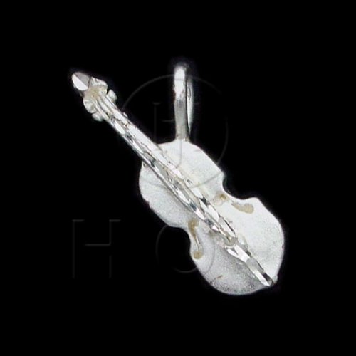 Silver Diamond Cut Musical Charm Violin (JB568)