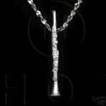 Silver Diamond Cut Musical Charm Clarinet (JB364)