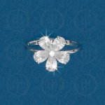Silver Rhodium Plated Colourful Flower CZ Ring, White (R-1074-W)