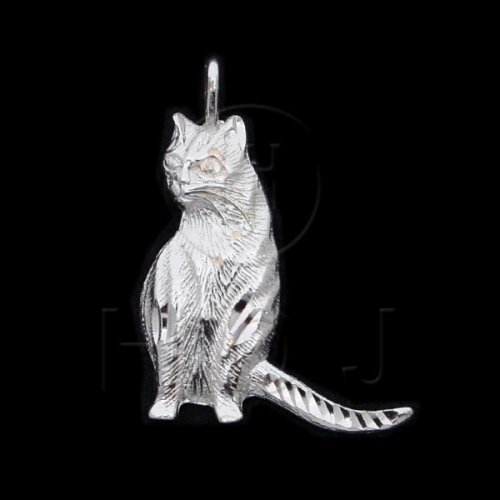 Silver DiamondCut Animal Charm Cat C2965