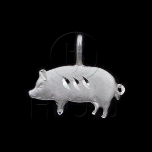Silver Diamond Cut Animal Charm Pig (JB527)