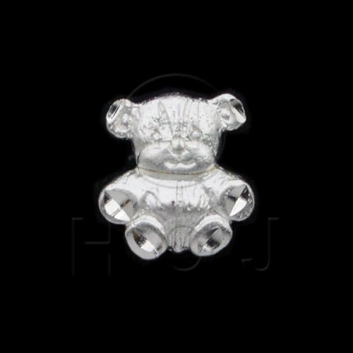Silver Diamond Cut Animal Charm Bear (JB553)