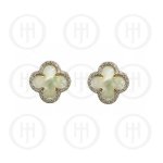 Sterling Silver Designer Inspired Vân Cleef with Mother of Pearl Stud Earrings (ST-1072)