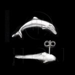 Silver Plain Stud Earrings Dolphin (ST-1010)
