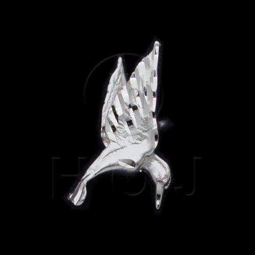 Silver Diamond Cut Animal Charm Hummingbird (JB333)