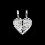 Silver Diamond Cut Heart Charm Best Friends (JB583)