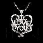 Silver DiamondCut Heart Talking Charm I Love You (Mom) C4741