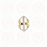 Silver Gold Plated Long CZ Cuff Ring (R-1267-G)