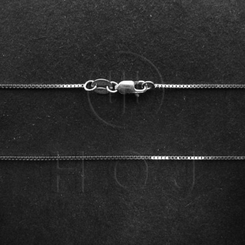 14K White Gold Chain Necklace Box 0.7mm (BOX-048-14W)