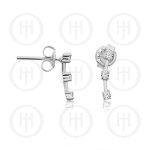 Silver Curved Bar with 3 CZ Studs (ST-1186)