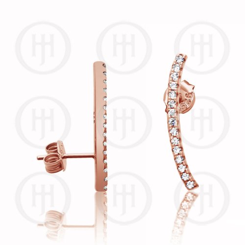 Rosegold Studs with Engraved CZ&#039;s in Curved Bar (ST-1189-R)