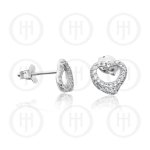 Silver Open Heart CZ Earrings (ST-1196)