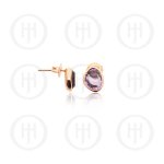Sterling Silver Rose Plated Amethyst Studs (ST-1190)