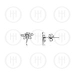 Silver Plain Dragonfly Studs with Bezel Wings (ST-1179)
