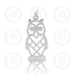 Silver Hollow Owl Pendant with CZ Eyes (P-1310)