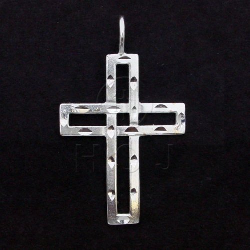 Silver Diamond Cut Religious Charm Cross (C1187)