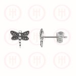 Silver Plain Dragonfly Stud Earrings (ST-1030)