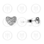 Silver Assorted CZ Stud Earrings Heart (ST-1025)