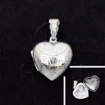 Silver Engraved Heart Locket Pendant 21mm (LOC-HE-1031)