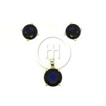 Silver Round Cut Sapphire CZ Earring Pendant Set (PS-1028-S)