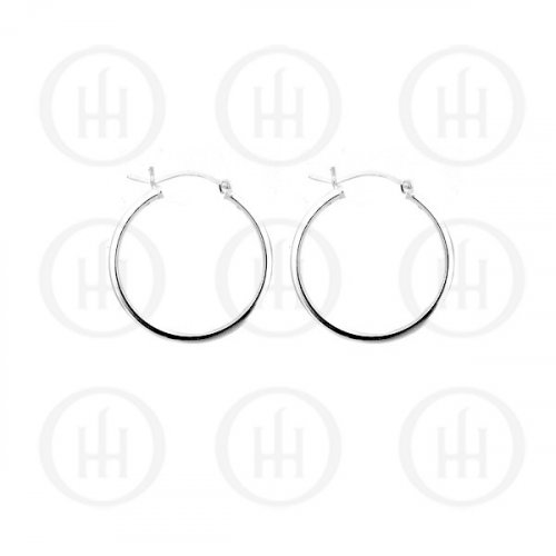 Plain Silver Tube Hoop Earrings 25mm (HP-250-25)