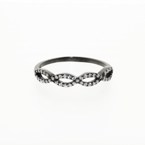 Double Infinity Black Onyx Ring with CZ