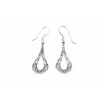 Silver Plain Filigree Dangle Drop Earrings (ESD1149)