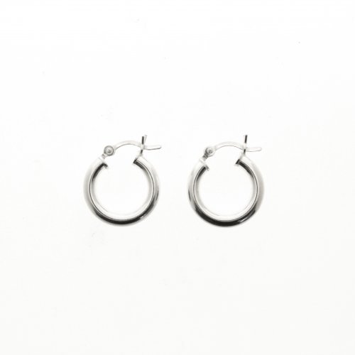 Silver Plain 3 mm Thick Hoop Earrings (HP-3-15)
