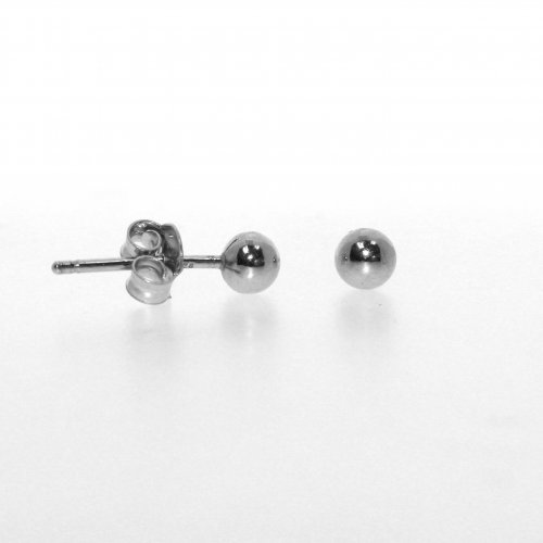 Plain Rhodium Plated Silver Ball Stud Earring 5 mm(ST-1028-5RH)