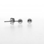 Plain Rhodium Plated Silver Ball Stud Earring 5 mm(ST-1028-5RH)