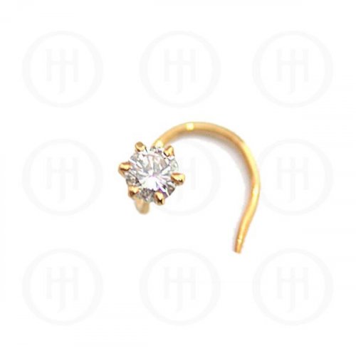 14K Yellow Gold Diamond Nosepin Curved Pin 5pt (G-NS-C5)