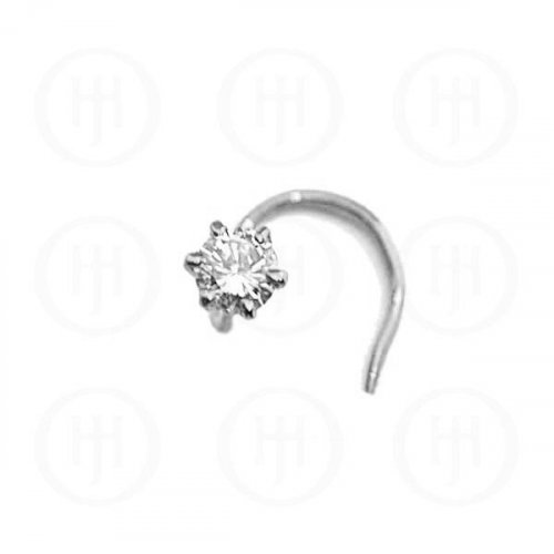 14K White Gold Diamond Nosepin Curved Pin 5pt (WG-NS-C5)