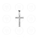 Silver Cubic Zirconia Religious Cross Pendant (CR-1019-W)
