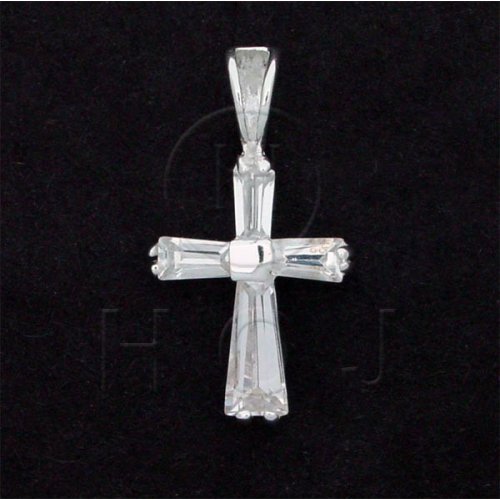 Silver Cubic Zirconia Religious Cross Pendant (CR-1032)