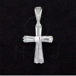 Silver Cubic Zirconia Religious Cross Pendant (CR-1032)