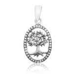 Plain Sterling Silver Tree of Life Oval Pendant (P-1349)