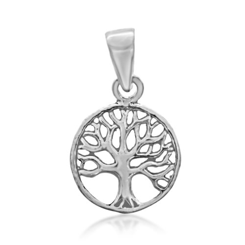 Plain Sterling Silver Tree of Life Circle Pendant (P-1350)