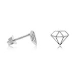 Plain Silver Diamond Stud Earrings (ST-1222)