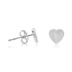 Silver Plain Scratched Heart Stud Earrings (ST-1223)
