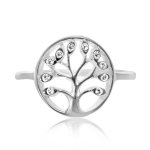 Sterling Silver CZ Tree of Life Circle Ring (R-1530)
