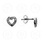 Silver Assorted CZ Stud Earrings Heart (ST-1026)