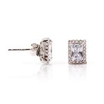 Sterling Silver CZ assorted rectangle stud earring(ST-1209)