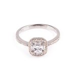 Sterling Silver CZ Square Stone Ring (R-1503)