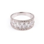 Sterling Silver Baguette CZ Crystal Surrounded Ring (R-1504)
