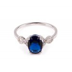 Sterling Silver CZ surrounded sapphire ring (R-1508-S)