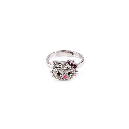Sterling Silver CZ Hello Kitty Ring (R-1510)