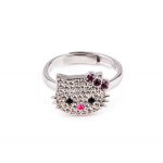 Sterling Silver CZ Hello Kitty Ring (R-1510)