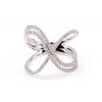 Sterling Silver CZ crossover ring (R-1516)
