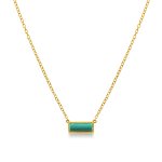 Silver Gold Plated Turquoise Mini Bar Necklace (N-1206-G-T)